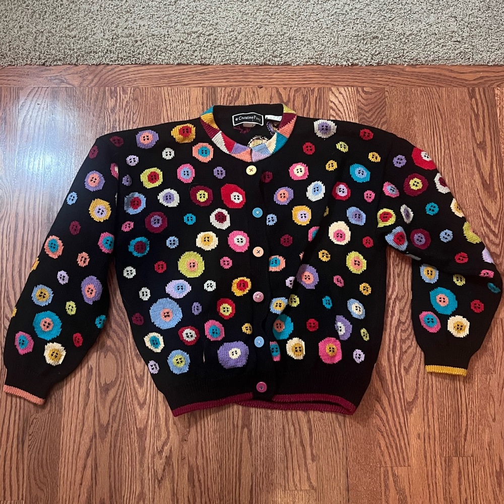 Vintage Christine Foley Buttons Sweater